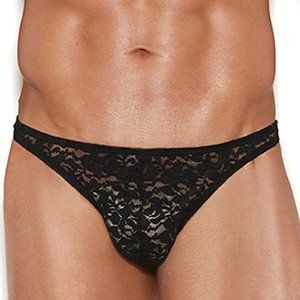 Men's Lace Thong Underwear Black